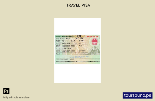 Plantilla de visa de Hong Kong lista para imprimir